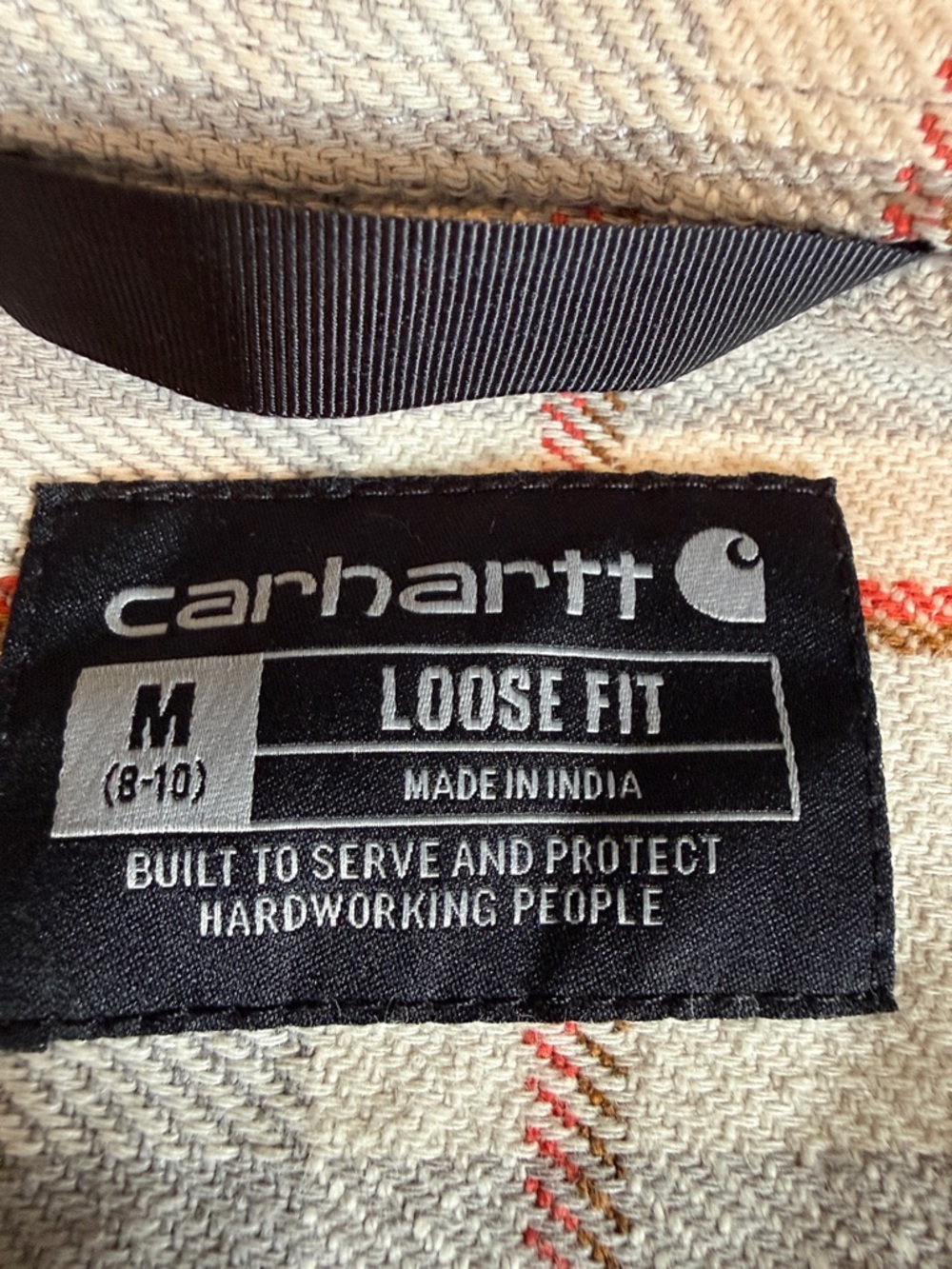 NWOT Carhartt Gray, Cream & Red Plaid Work Shirt Jacket - Picture 3 of 11